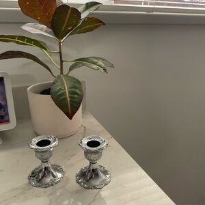 Brand Reg Silver plated Candle Holders. Made in England. Circa 1950s